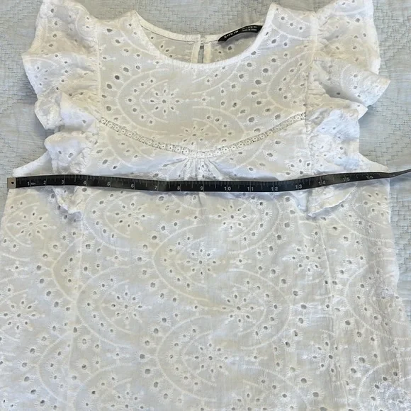 Shein top, blouse with short sleeves, white, cotton, embroidered new no tag - Picture 6 of 6